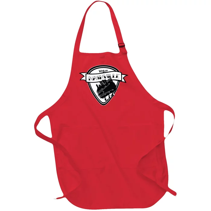 Visit Nashville Guitar Full-Length Apron With Pocket