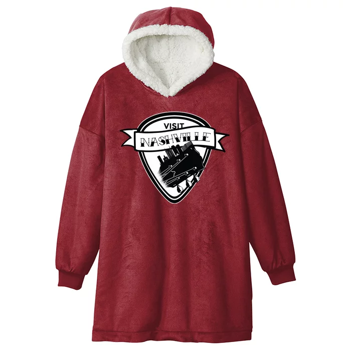 Visit Nashville Guitar Hooded Wearable Blanket