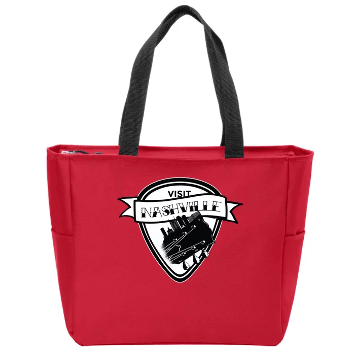 Visit Nashville Guitar Zip Tote Bag