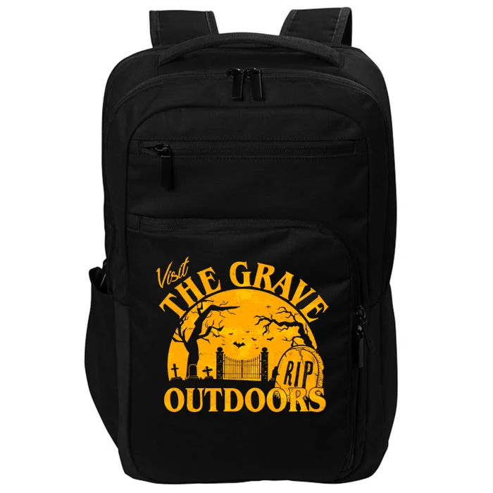 Visit The Grave Outdoors Funny Halloween Impact Tech Backpack