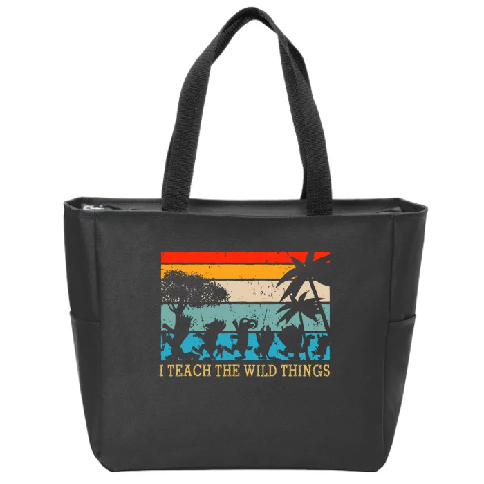 Vintage I Teach The Wild Things Retro Teacherlife Halloween Zip Tote Bag