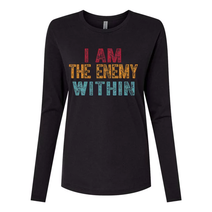 Vintage IM The Enemy Within Pun Womens Cotton Relaxed Long Sleeve T-Shirt