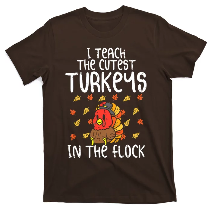 Vintage I Teach The Cutest Turkeys Teacher Thanksgiving Fall T-Shirt