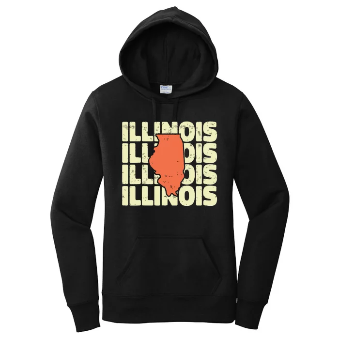 Vintage Illinois Usa State Women's Pullover Hoodie