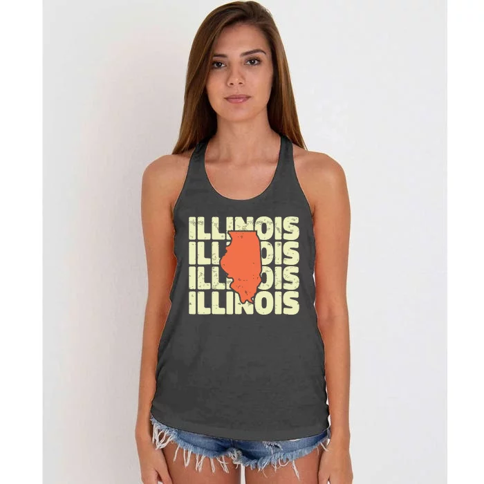 Vintage Illinois Usa State Women's Knotted Racerback Tank