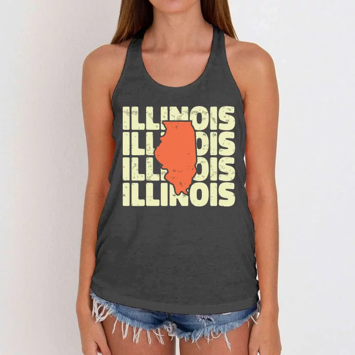 Vintage Illinois Usa State Women's Knotted Racerback Tank