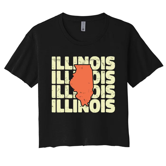 Vintage Illinois Usa State Women's Crop Top Tee