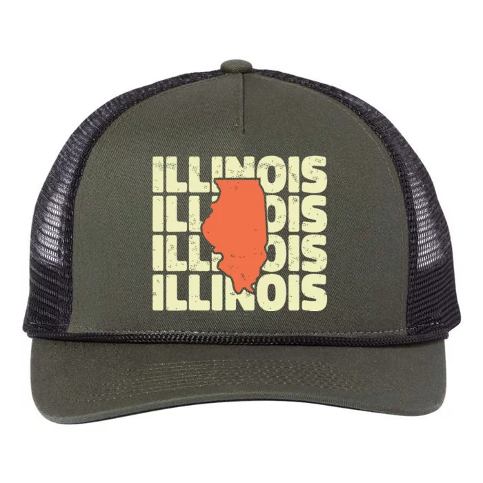 Vintage Illinois Usa State Retro Rope Trucker Hat Cap