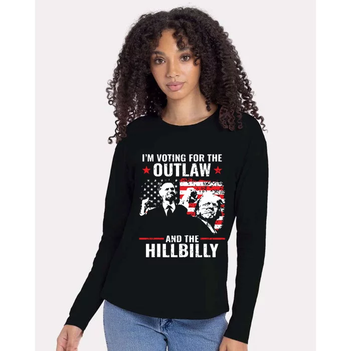 Vintage IM Voting For The Outlaw And The Hillbilly 2024 Womens Cotton Relaxed Long Sleeve T-Shirt