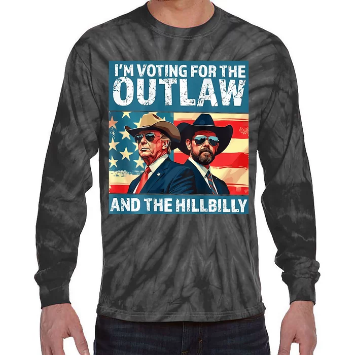 Vintage IM Voting For The Outlaw And The Hillbilly Vintage America Flag Tie-Dye Long Sleeve Shirt