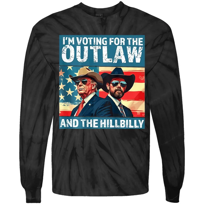 Vintage IM Voting For The Outlaw And The Hillbilly Vintage America Flag Tie-Dye Long Sleeve Shirt