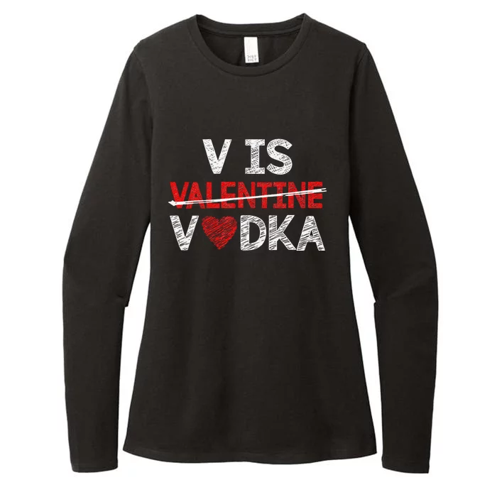 V Is Valentines Vodka Funny Hearts Love Valentine's Day Womens CVC Long Sleeve Shirt