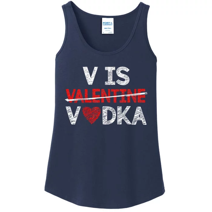 V Is Valentines Vodka Funny Hearts Love Valentine's Day Ladies Essential Tank