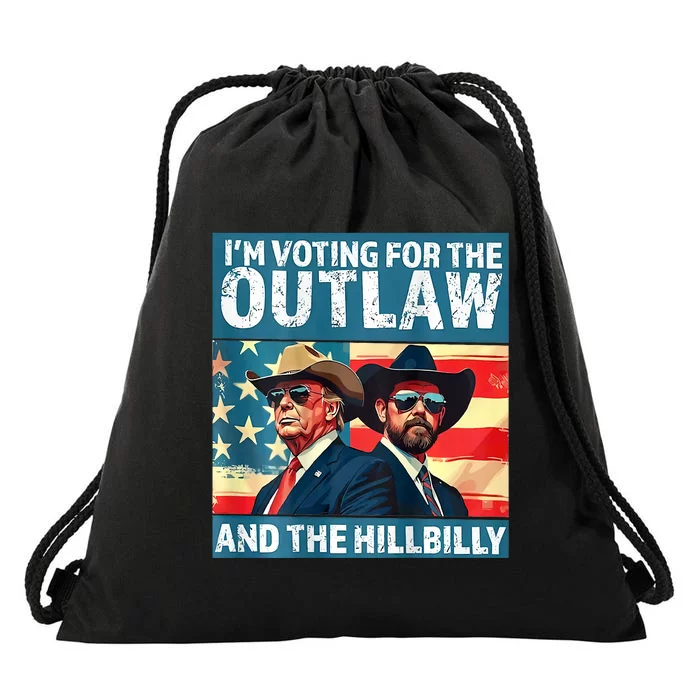 Vintage IM Voting For The Outlaw And The Hillbilly On Back Drawstring Bag