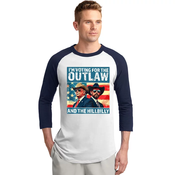 Vintage IM Voting For The Outlaw And The Hillbilly On Back Baseball Sleeve Shirt