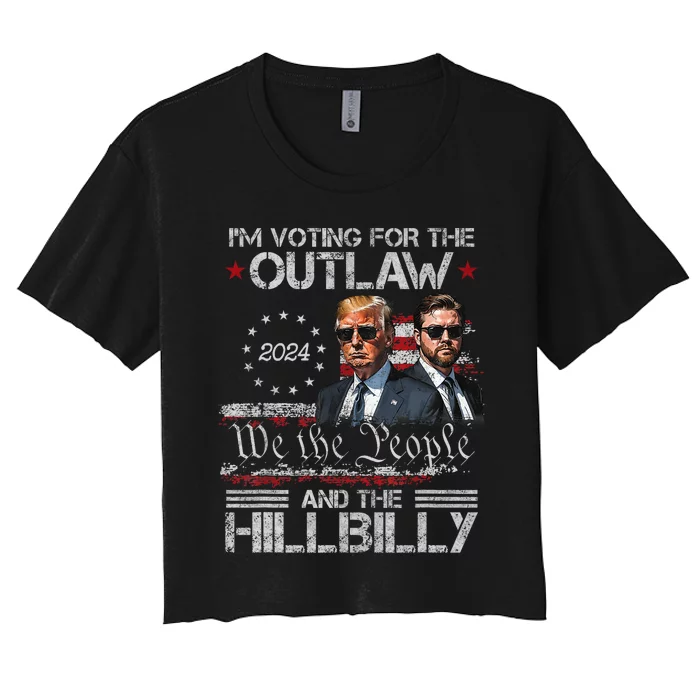 Vintage IM Voting For The Outlaw And The Hillbilly 2024 Women's Crop Top Tee