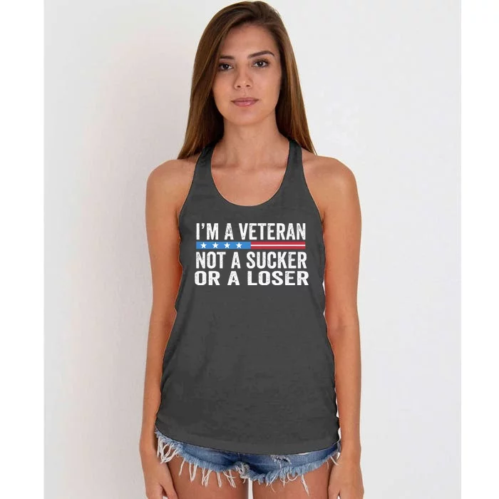 Vintage IM Veteran Not A Sucker Or A Loser Women's Knotted Racerback Tank