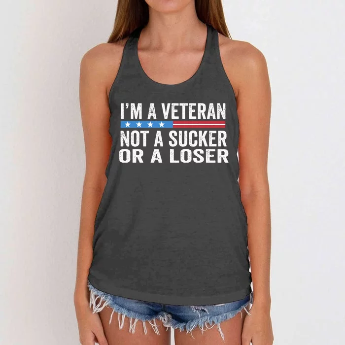 Vintage IM Veteran Not A Sucker Or A Loser Women's Knotted Racerback Tank