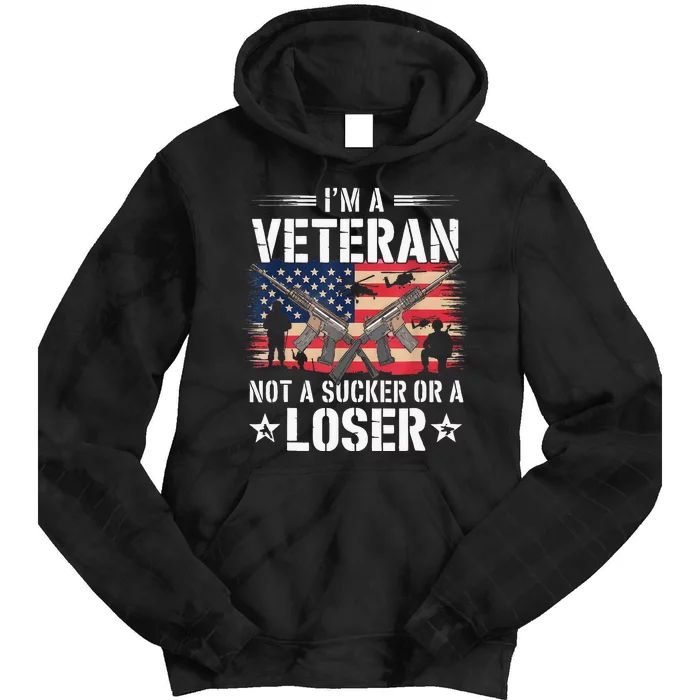 Vintage IM Veteran Not A Sucker Or A Loser Veteran Military Tie Dye Hoodie