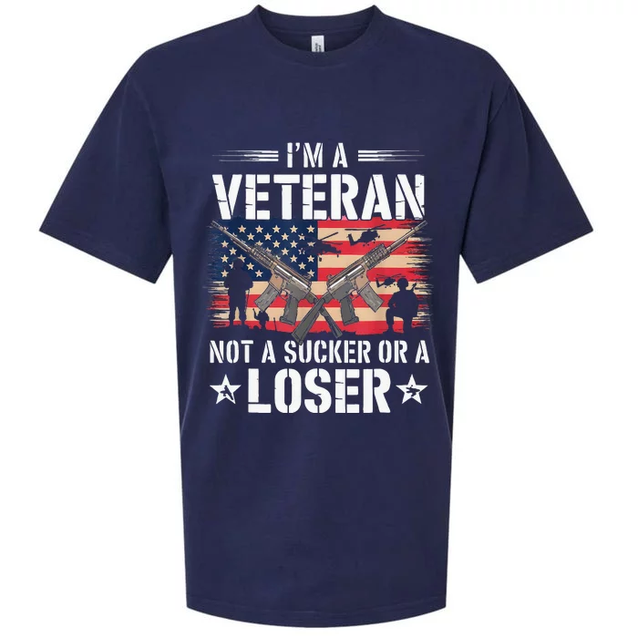 Vintage IM Veteran Not A Sucker Or A Loser Veteran Military Sueded Cloud Jersey T-Shirt