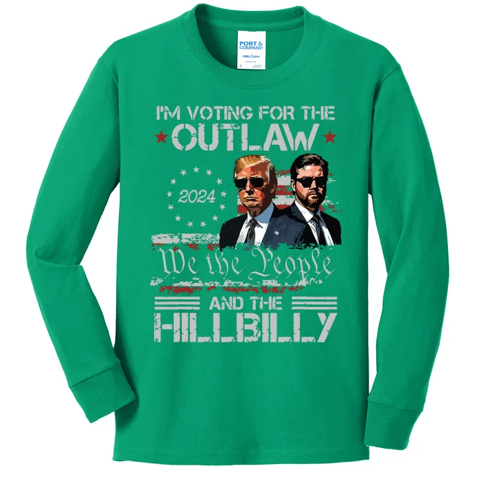 Vintage IM Voting For The Outlaw And The Hillbilly 2024 Kids Long Sleeve Shirt