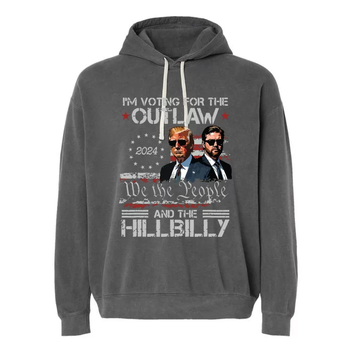 Vintage IM Voting For The Outlaw And The Hillbilly 2024 Garment-Dyed Fleece Hoodie