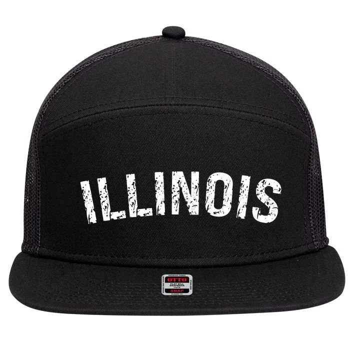 Vintage Illinois 7 Panel Mesh Trucker Snapback Hat