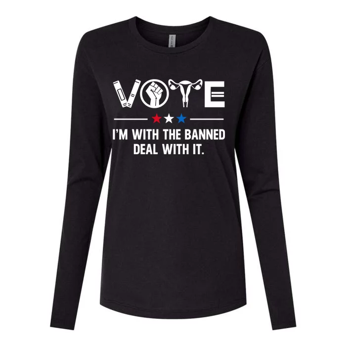 Vote Im With The Banned Deal With It Womens Cotton Relaxed Long Sleeve T-Shirt