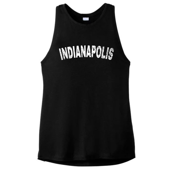 Vintage Indianapolis White Text Gift Ladies Tri-Blend Wicking Tank