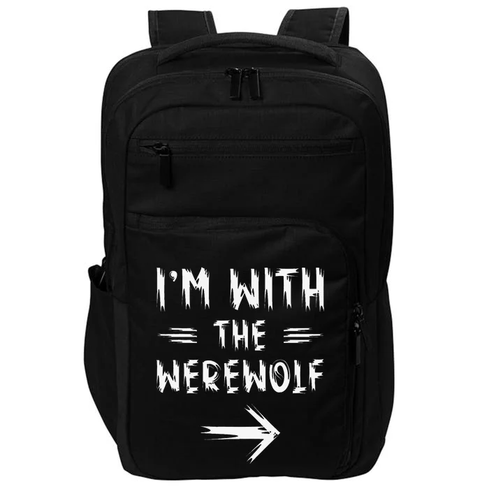 Vintage I´m With The Werewolf Full Moon Wolf Halloween Party Impact Tech Backpack