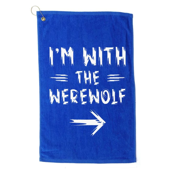 Vintage I´m With The Werewolf Full Moon Wolf Halloween Party Platinum Collection Golf Towel