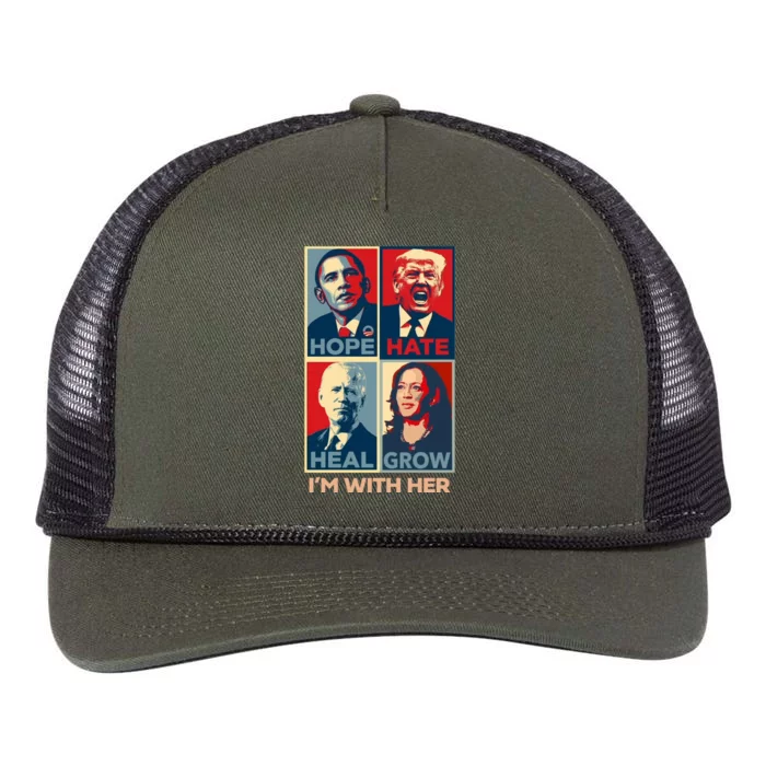 Vintage Im With Her Vote Kamala Harris 2024 Retro Rope Trucker Hat Cap