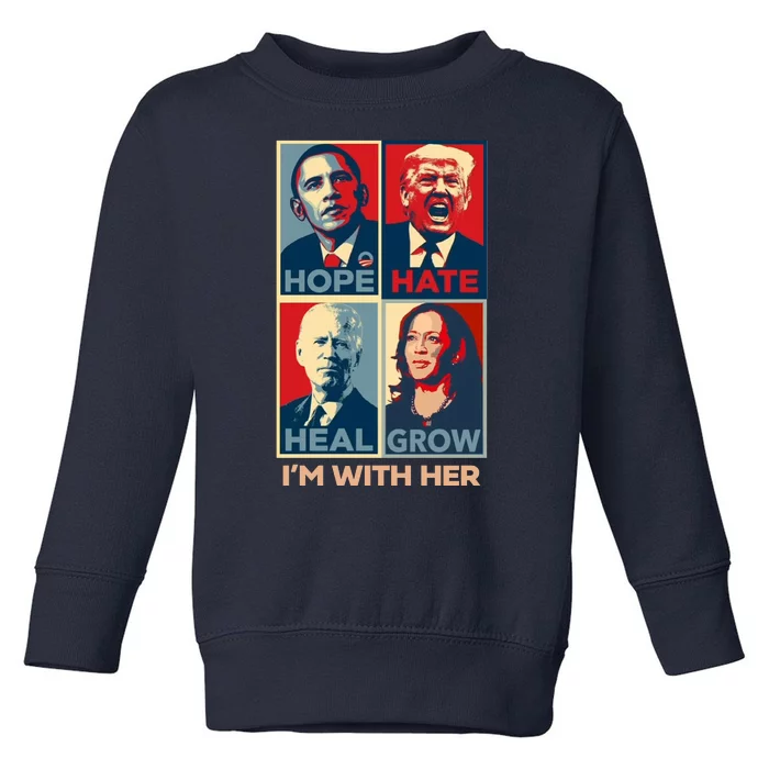 Vintage Im With Her Vote Kamala Harris 2024 Toddler Sweatshirt