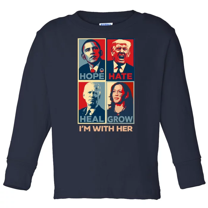 Vintage Im With Her Vote Kamala Harris 2024 Toddler Long Sleeve Shirt