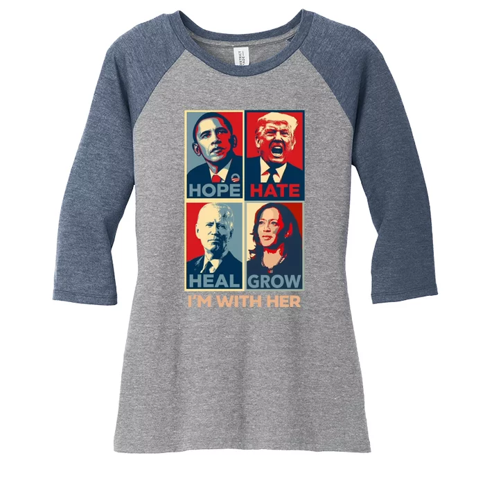 Vintage Im With Her Vote Kamala Harris 2024 Women's Tri-Blend 3/4-Sleeve Raglan Shirt