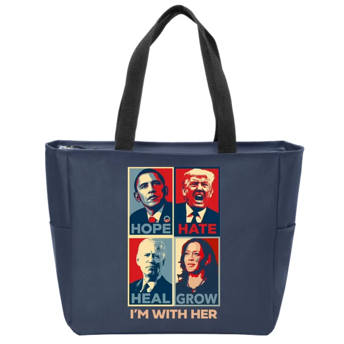 Vintage Im With Her Vote Kamala Harris 2024 Zip Tote Bag