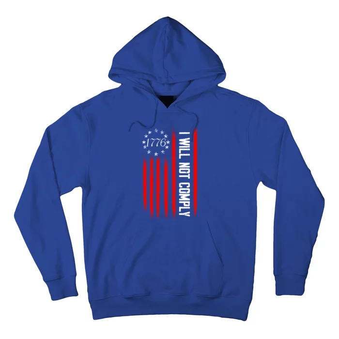 Vintage I Will Not Comply American Flag Patriotic Gift Hoodie