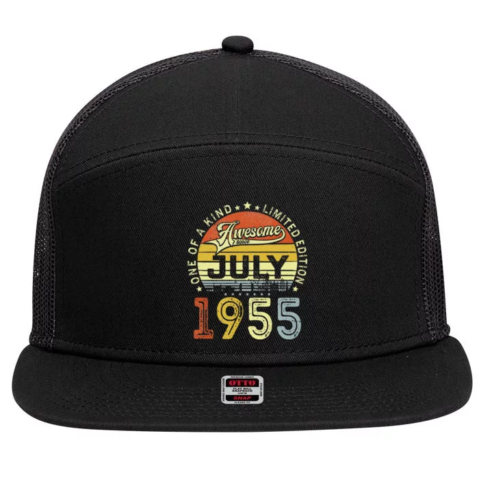 Vintage July 1955 Limited Edition 68th Bday 68 Years Old 7 Panel Mesh Trucker Snapback Hat