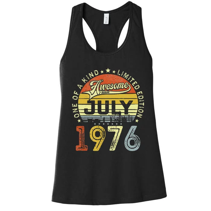 Vintage July 1976 Limited Edition 47th Bday 47 Years Old Women's Racerback Tank