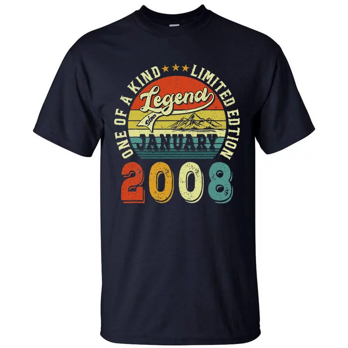 Vintage January 2008 15 Years Old 15th Birthdays Gifts Tall T-Shirt