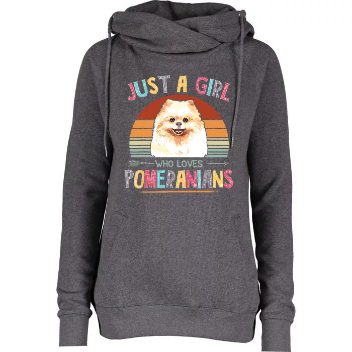 Vintage Just A Girl Who Loves Pomeranians Dog Lovers Gift Womens Funnel Neck Pullover Hood