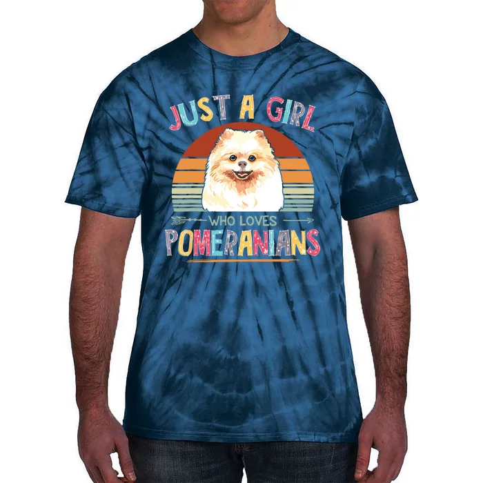 Vintage Just A Girl Who Loves Pomeranians Dog Lovers Gift Tie-Dye T-Shirt