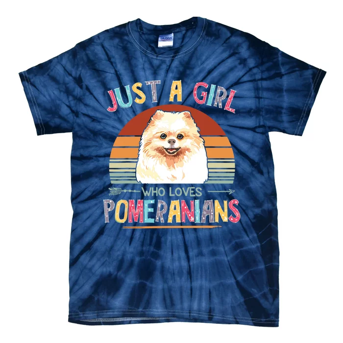 Vintage Just A Girl Who Loves Pomeranians Dog Lovers Gift Tie-Dye T-Shirt