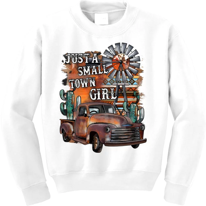 Vintage Just A Small Town Girl Western Cowgirl Cowboy Kids Sweatshirt