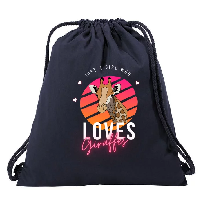 Vintage Just A Girl Who Loves Giraffes For Animal Lover Drawstring Bag