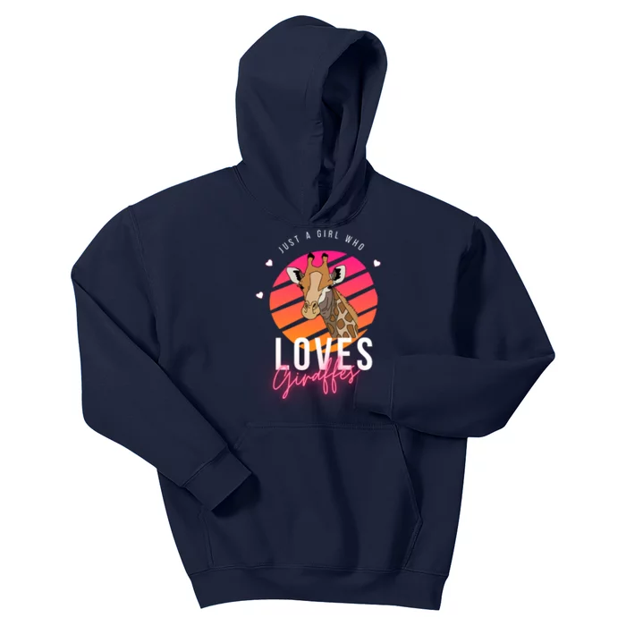 Vintage Just A Girl Who Loves Giraffes For Animal Lover Kids Hoodie