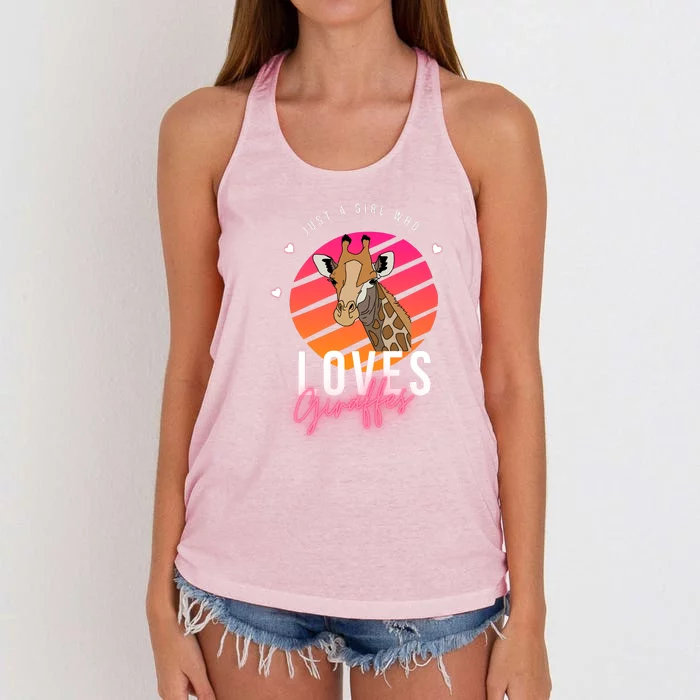 Vintage Just A Girl Who Loves Giraffes For Animal Lover Women's Knotted Racerback Tank