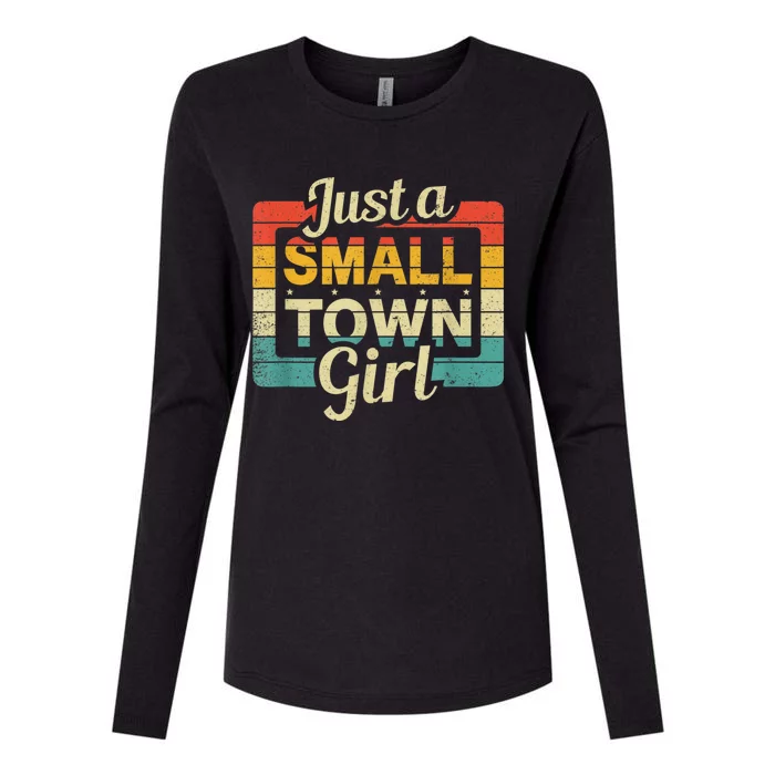 Vintage Just A Small Town Girl Village Little City Girl Womens Cotton Relaxed Long Sleeve T-Shirt