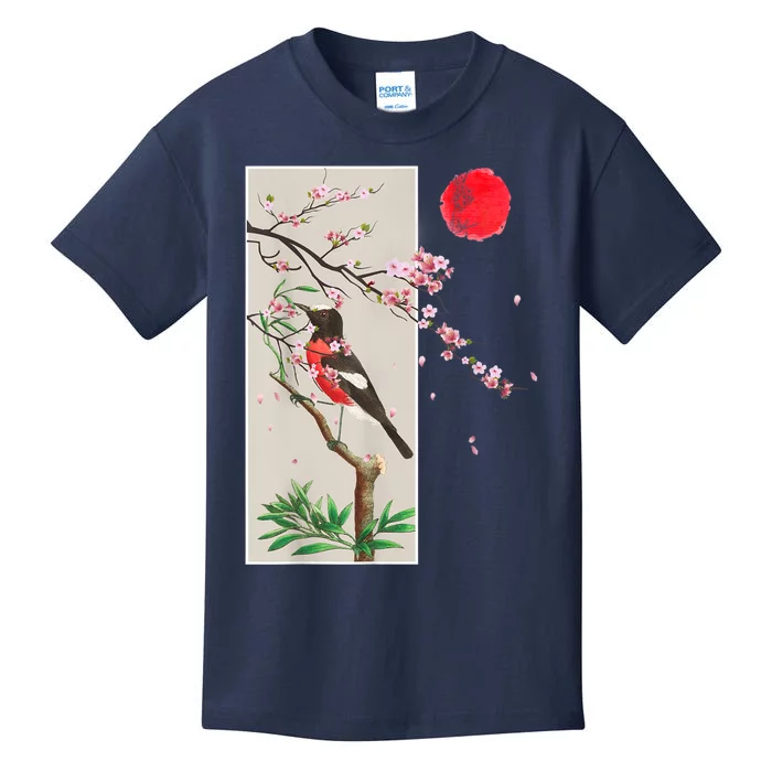 Vintage Japanese Art Cherry Blossom Japanese Graphical Art Kids T-Shirt