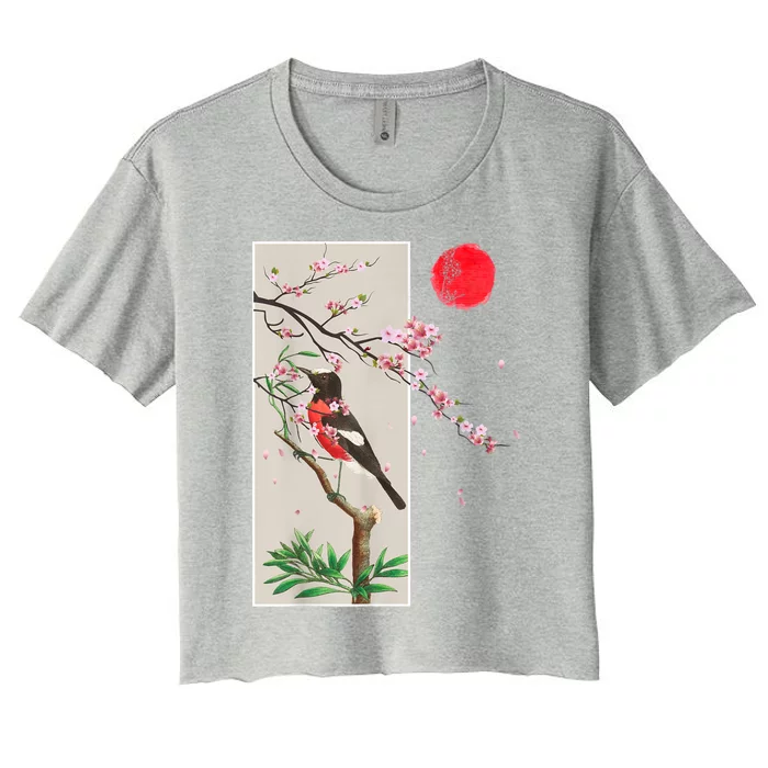 Vintage Japanese Art Cherry Blossom Japanese Graphical Art Women's Crop Top Tee